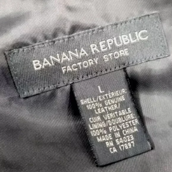 Vintage Y2K Banana Republic Leather Jacket L Blazer Men’s Moto Western Trench - Picture 9 of 10